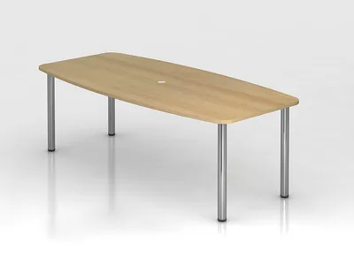 Produktbild von HAMMERBACHER Konferenztisch KT22C eiche Tonnenform, Rundrohr grau, 220,0 x 83,0/103,0 x 72,0 - 74,0 cm