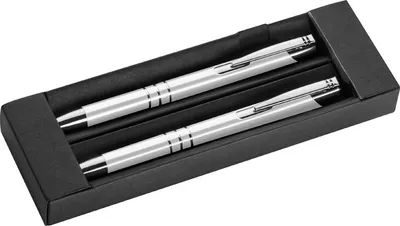 Produktbild von Metall Schreibset / Kugelschreiber + Druckbleistift / Farbe: weiß