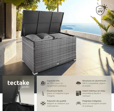 Image de Coffre de jardin Oslo structure en aluminium 145x82,5x79,5cm - gris