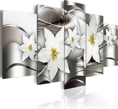 Produktbild von Leinwandbilder 200x100 cm b-A-0172-b-p Vlies Leinwandbild 5 tlg Kunstdruck modern Wandbilder XXL Wanddekoration Design Wand Bild ABSTRAKT BLUMEN
