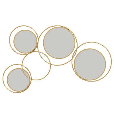 A decorative wall mirror with multiple circular frames and mirrors.