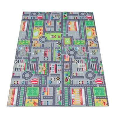 Image de Tapis de jeu Tapis pour enfants Tapis pour chambre d'enfant Tapis « Rue » avec motif voiture, gris Dimensions 240 x 340 cm