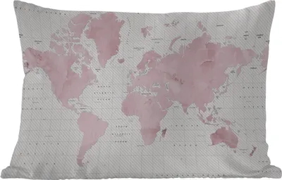 Produktbild von MuchoWow® Outdoor Kissen - Weltkarte - Rosa - Marmor - 60x40 cm - Wetterfest - Lounge Kissen - Zierkissen - Kissen für Innenräume