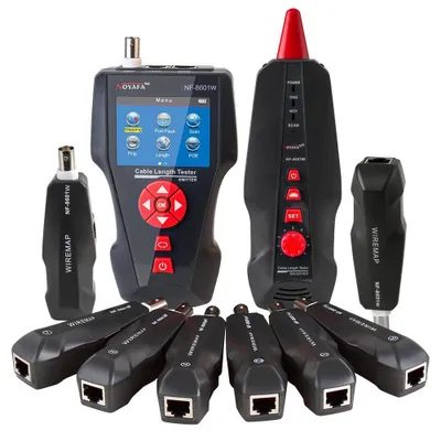 Obrázok produktu pre Tester sieťových káblov – NF-8601W – Meranie dĺžky kábla – Test PoE a ping – Vyhľadávač vedení – 8 diaľkových modulov – Batéria v balení