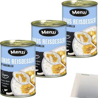 Produktbild von Menzi Kokos Reisdessert 3er Pack (3x400g Dose) + usy Block