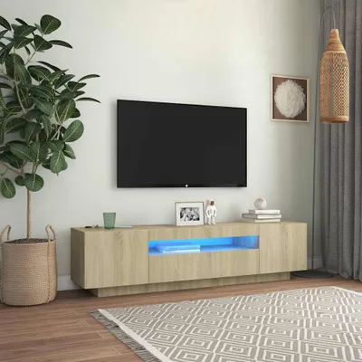 Produktbild von vidaXL TV skříňka s LED osvětlením Dub Sonoma 160x35x40 cm