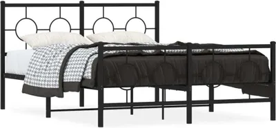 Produktbild von Design Bettgestell mit Kopf- und Fußteil Metall Schwarz 140x190 cm, Klassische Betten 2024 Neu