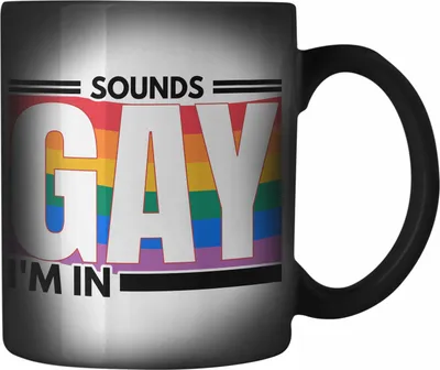Produktbild von Trendation - LGBT Farbwechsel Zauber-Tasse Geschenk für Schwule Lesben Transgender Sounds Gay Im In Regenbogen Lustige Grafik Regenbogen (Schwarz)