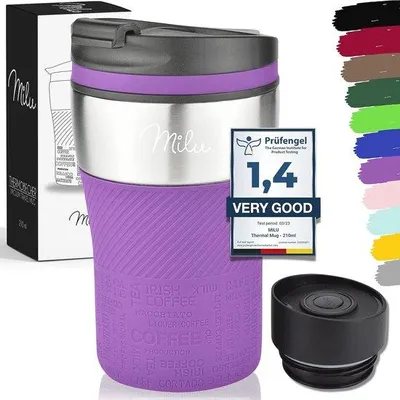 Produktbild von Famanu Thermobecher 210 ml - Auslaufsicheres Edelstahl - Doppelwandige Reisemok - Ideal für Kaffee und Tee