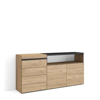 Immagine prodotto di COZY Cassettiera, 157x35x75cm, Camera da letto, Con Stoccaggio, Rovere