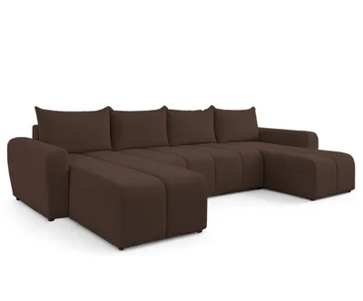 Produktbild von AX LIVING Ecksofas groß Ferrande 317 cm – Sofa braun mit Schlaffunktion & Struktur