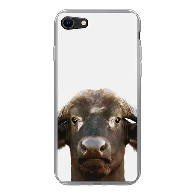 Produktbild von MuchoWow® Handyhülle Schutzhülle Hülle für iPhone 8 Büffel - Wasserbüffel - Kopf - Kuh - Hörner - Jungen - Mädchen Silikon Softcase Handy Hülle - Schutzhaube