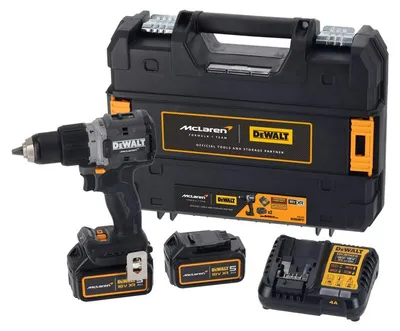 Image de Perceuse Visseuse Percussion XR 18V Brushless Dewalt DCD85MP2T-QW Édition Limitée McLaren Livrée Avec 2 Batteries 5Ah Li-Ion, 1 Chargeur en Coffret TSTAK