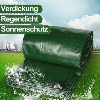 Produktbild von Abdeckplane Gewebeplane Schutzplane mit Ösen wasserdicht für Anhänger Boot Garten Gartenmöbel Carport LKW Gerüst Bau Dach Holz Camping Grün 180g m² 5 x 9 m