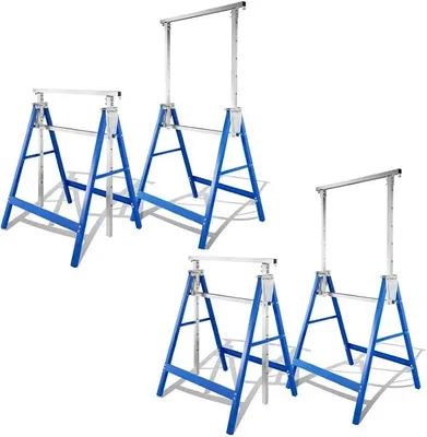 Produktbild von 4er-Set Gerüstbock 200 kg - 7-fach höhenverstellbar 81-130 cm - klappbar Metall Klappbock Gerüstbock Arbeitsbock - Metallbock klappbar, Blau