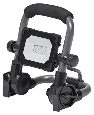 Image de OSRAM VAL : Petit projecteur LED, gris foncé/noir, 10W, 1000 lumens, lumière blanche froide, avec pied compact, tête orientable, lumière réglable, avec câble, IP65, 6500K