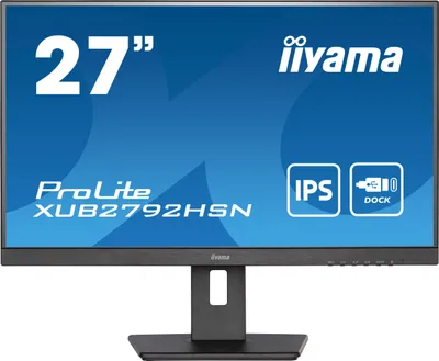 Produktbild von iiyama ProLite XUB2792HSN-B5 - LED-Monitor - 68.6 cm (27") - 1920 x 1080 Full HD (1080p) @ 75 Hz - IPS - 250 cd/m² - 1000:1 - 4 ms - HDMI, DisplayPort, USB-C - Lautsprecher - mattschwarz