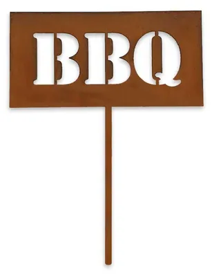 Produktbild von Edelrost Gartenschild BBQ 30cm mit Stecker