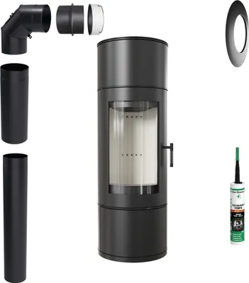 Produktbild von Freistehender Stahlkamin Ziegenofen GRATES ANTARES 10kW Installationsset