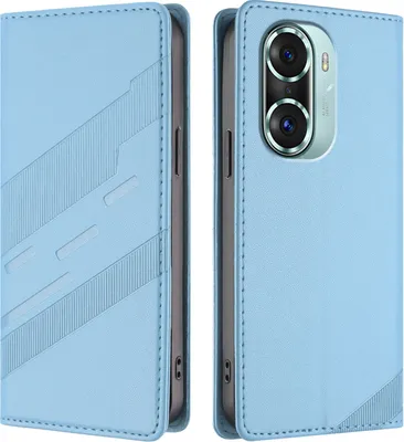 Image de Etui pour Honor 60 Pro, étui portefeuille en cuirPolyuréthaneavec fente pour cartes et fonction stand Hellblau