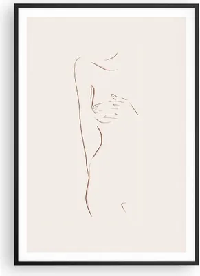 Produktbild von Gerahmtes Poster - Schwarzer Rahmen - Skizze Nacktheit Frau - 70x100 cm - Wand Bild - Wanddeko - Wandbilder - Kunstposter - Wandposter - Bilderrahmen - Bilder - Kunstdruck - P2BPA70x100-4552