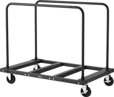 Produktbild von Drywall Cart Dolly, 816 kg Load Capacity, Steel Panel Truck Cart with 12.5 mm Swivel Casters, Lumber Drywall Dolly with Tie-Down Strap & 2 Side Handrails for Factory, Warehouse, Garage, Black