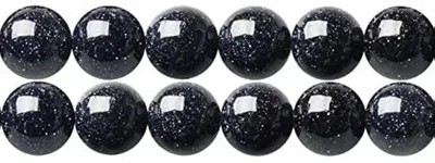 Immagine prodotto di Perline per creare gioielli, 8 mm, blu, pietra naturale "goldstone", forma rotonda, collana di circa 38 cm, contenente circa 46 perline