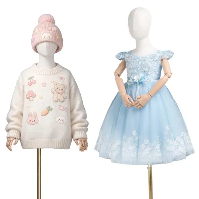 Produktbild von Kinder-Schaufensterpuppe - Schneiderpuppe - Oberkörpermodell - Höhenverstellbar - Abnehmbares Design - Mit Ständer - PP-Kunststoff