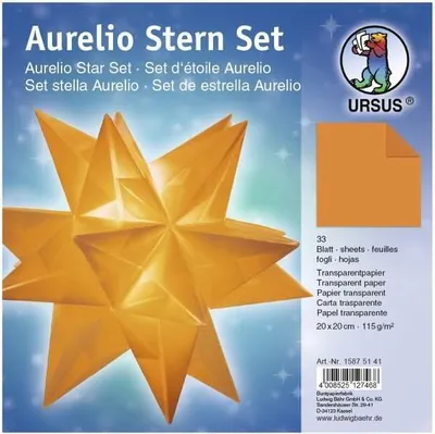 Produktbild von Faltblätter Aurelio Stern Transparentpapier 115g/qm 20x20cm 33 Blatt orange