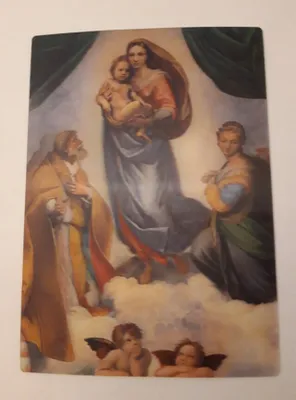 Produktbild von 3 D Ansichtskarte Gemälde, Sixtinische Madonna, Raffael, Kunst Bild Postkarte Wackelkarte Hologrammkarte