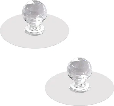 Produktbild von 2 Stück selbstklebende Knöpfe aus Acryl, kein Bohren, Spiegelschrankgriffe, klare Glasschubladenknöpfe