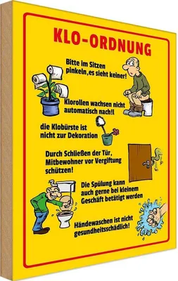 Zdjęcie produktu dla vianmo Drewniany znak 18x12 cm Klo Ordnung im Sitzen pinkeln