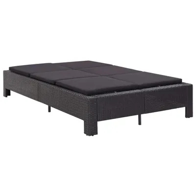 Immagine prodotto di Lettino Prendisole a 2 Posti con Cuscino Nero in Polyrattan