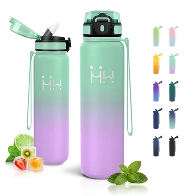 Image de Bouteille isotherme JAPORIA, 1 litre, thermos avec paille, sans BPA, bouteille à boire