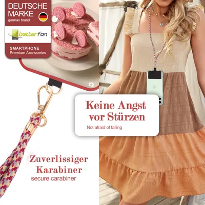 Produktbild von Handykette Universal + Farbauswahl + zum Umhängen für Handyhülle Hülle Cover  Gelb-Hellblau-Rot