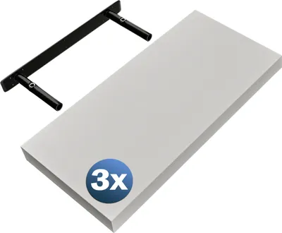Produktbild von CASARIA® 3x Wandregal Holz Weiß Hängeregal mit Halterung 15kg Tragkraft Küche Wohnzimmer Flur Schweberegal Bücherregal Regalbrett Schwebend Matt 50cm