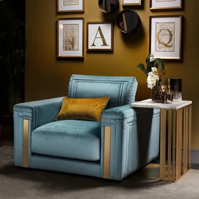 Immagine prodotto di Poltrona Club Lounge Design Sedia reclinabile Tappezzeria Divano Televisione Blu arredoclassic