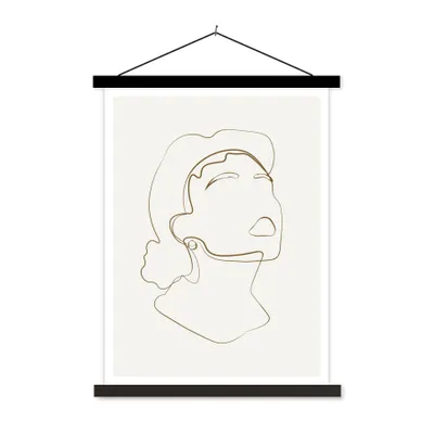 Produktbild von MuchoWow® Textilposter Frauen - Linienkunst - Minimalismus 60x80 cm mit schwarzem Rahmen - Plakathalter