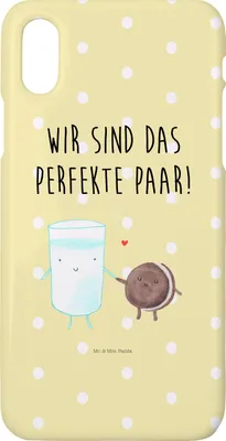 Produktbild von Mr. & Mrs. Panda Iphone 10 Handyhülle Milch Keks - Gelb Pastell - Geschenk, Einladung Frühstück, Hülle, X, Kekse, Cookie, Lustige Sprüche, Cover, Kaffee, Handy