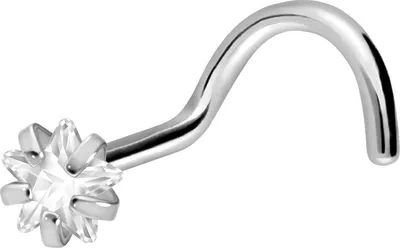 Produktbild von Nasenpiercing, Nasenstecker Titan Nasenstecker Spirale EINGEFASSTER KRISTALLSTERN