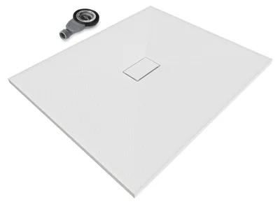 Produktbild von i-flair SMC Duschwanne 120x100 cm – 26 mm flach inkl. Ablaufgarnitur mit Deckel, Weiß