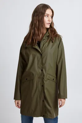 Immagine prodotto di ICHI IHTAZI giacca a vento donna di transizione mackintosh mackintosh con bottoni a pressione cappuccio con coulisse tasche a fessura vestibilità regolare