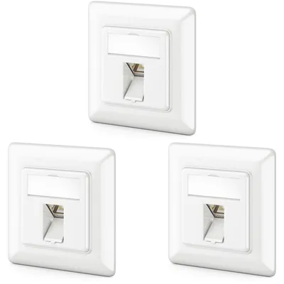 Productafbeelding van deleyCON CAT6a netwerkstopcontact, inbouw, RJ45 Keystone, 10 Gbps, 3 stuks - Wit – Inclusief: 3 netwerkstopcontacten + 3 Keystone-connectoren