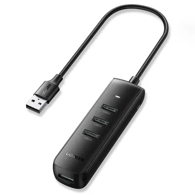Zdjęcie produktu dla HUB 4w1 UGREEN USB - 4x USB Typ A 3.0 PD DC 12V 0.25m czarny (CM416 10915)