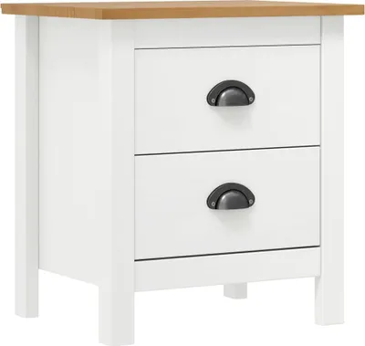 Obrázek produktu pro vidaXL Noční stolek Hill 2 ks. Bílý 46x35x49,5 cm Masivní borovicové dřevo