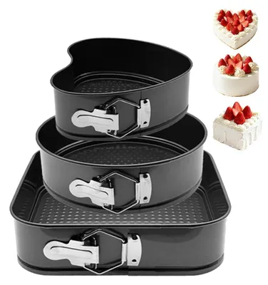 Produktbild von Springform Kuchenform Set von 3 - Antihaft Backformen in Herz, Rund und Quadratisch