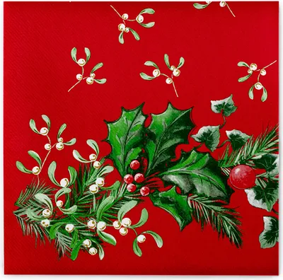 Produktbild von Airlaid Serviette Elise, 40 x 40 cm, 50 Stück - Mank - Weihnachten Mistelzweige