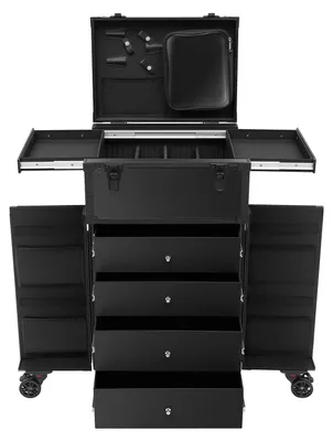 Produktbild von Kosmetikkoffer mit Rollen - Trolley - Aluminiumlegierung + ABS - 30 kg Traglast - Rechteckig - Schwarz
