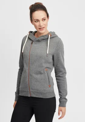 Produktbild von OXMO OXVicky Sweat Zip-Hoodie Damen Sweatjacke Kapuzenjacke Hoodie mit Kapuze Kordel Reißverschluss Eingrifftaschen Regular fit