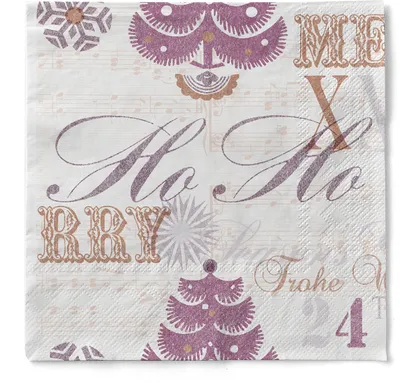 Produktbild von Sovie HORECA Weihnachtsserviette Xmas-Greetings in Braun aus Tissue 33 x 33 cm, 100 Stück